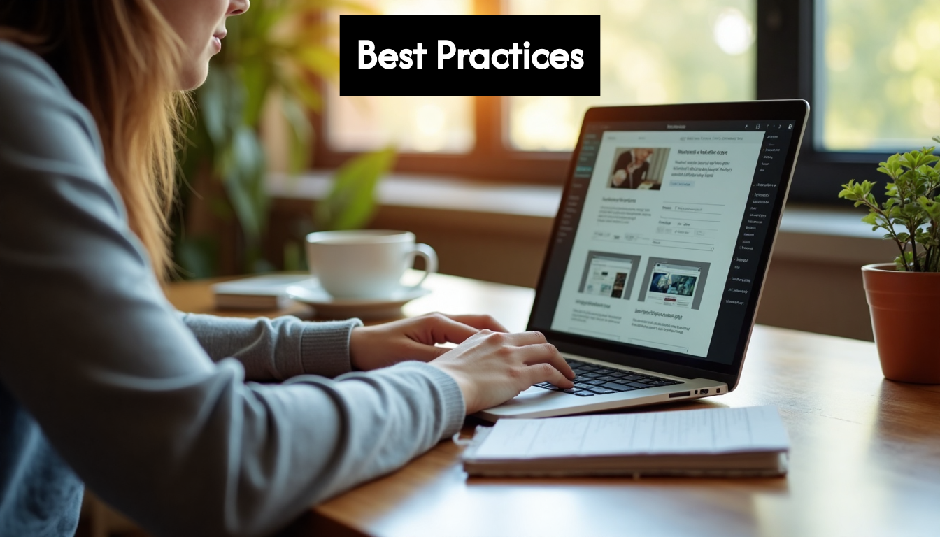 Marketer reviewing AB test variations on laptop
