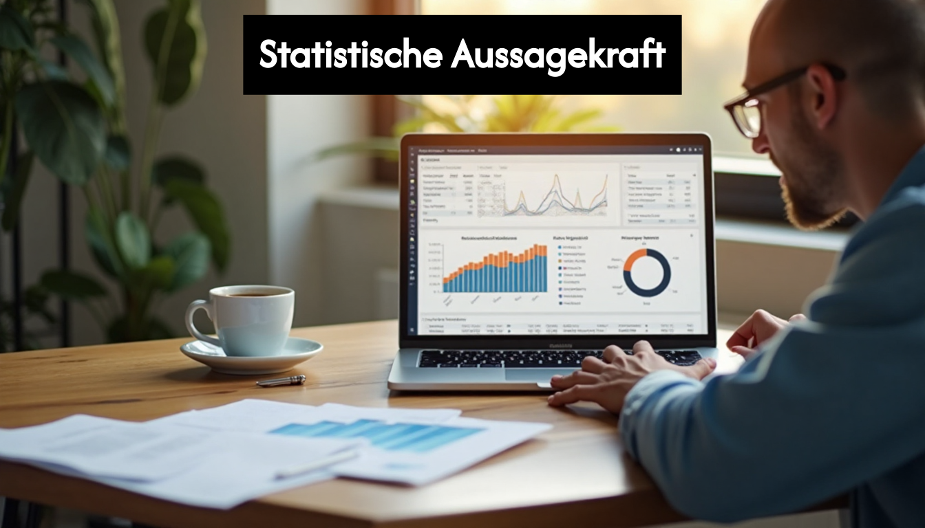 Marketer reviews statistical significance on laptop dashboard