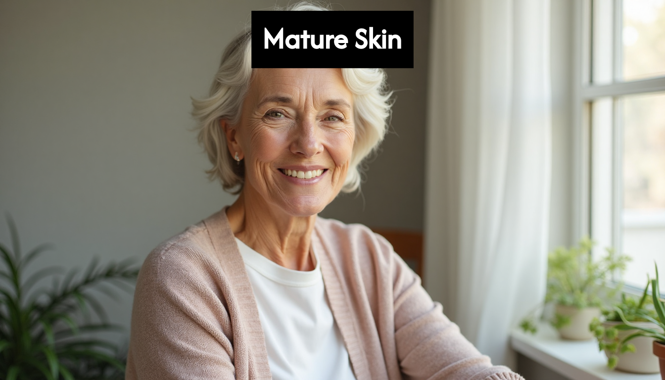 Mature woman with glowing skin enjoying natural light