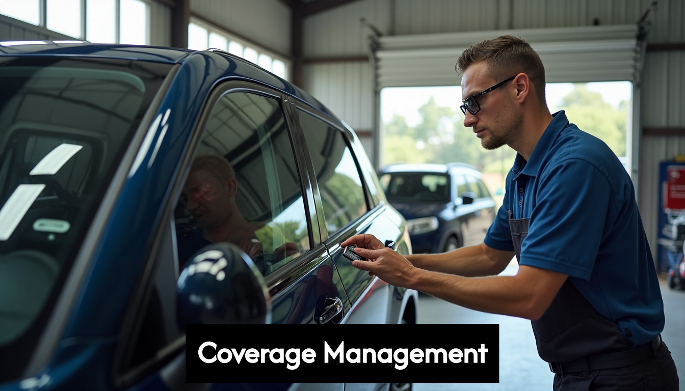 Mechanic checks car security in garage
