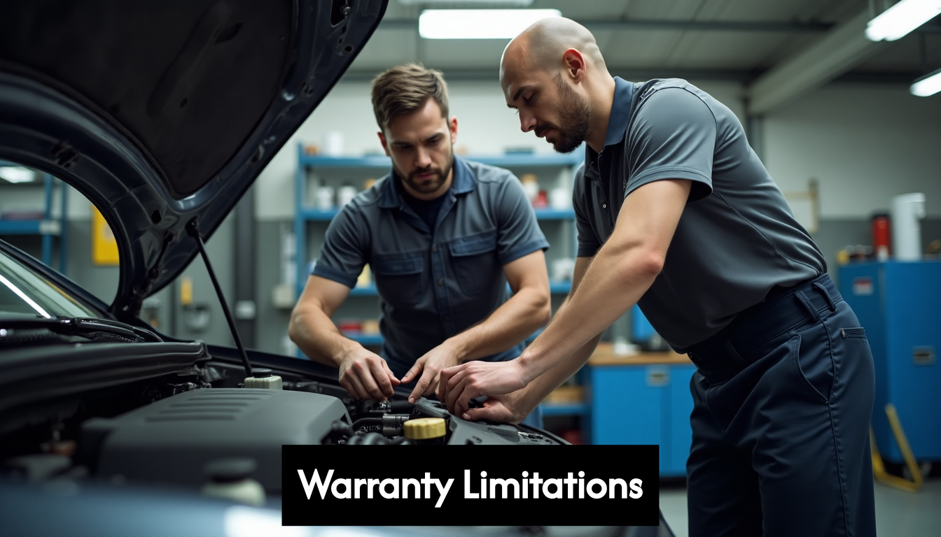 Mechanic inspecting car engine in garage