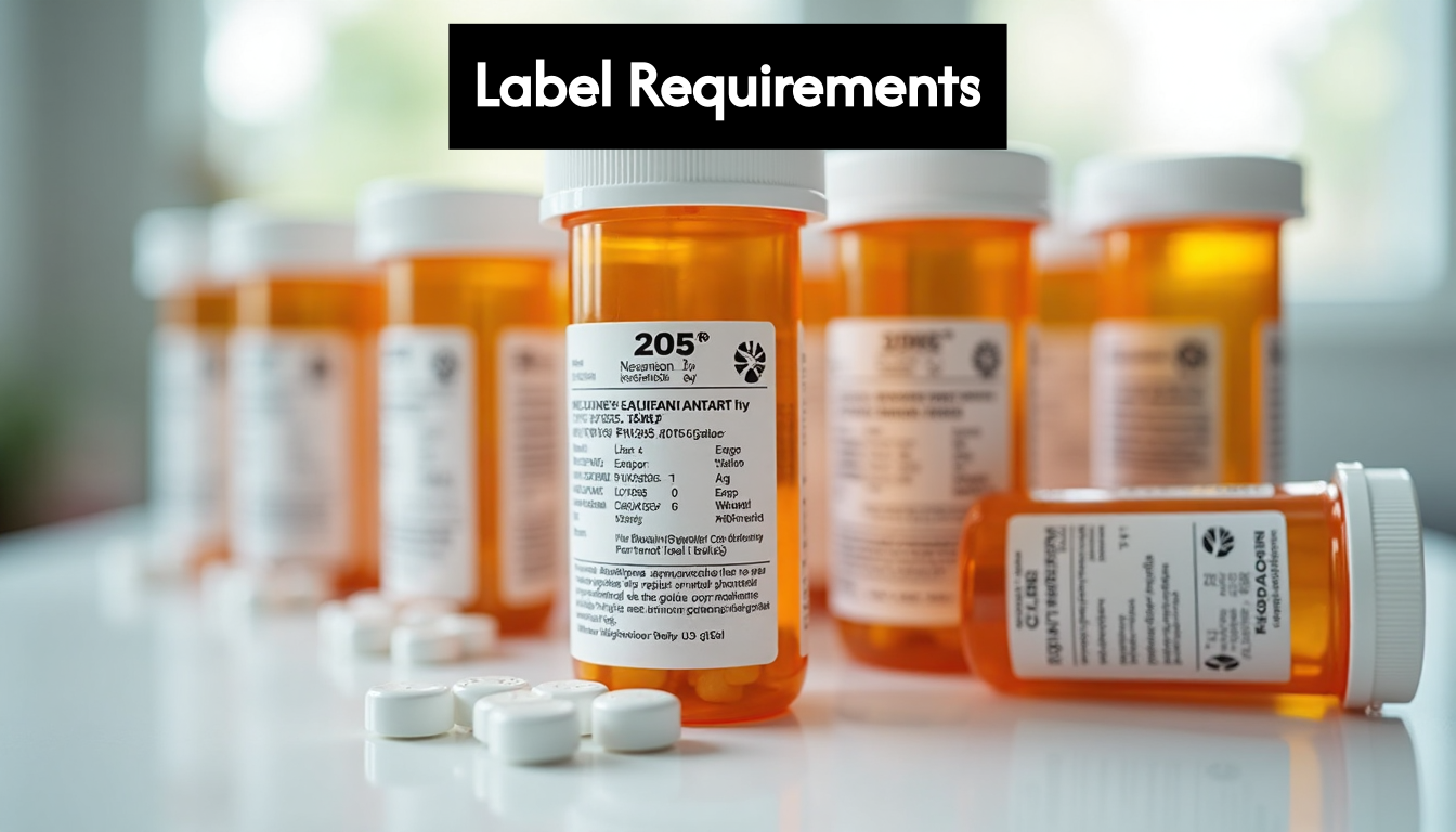Medication bottles with detailed printed labels