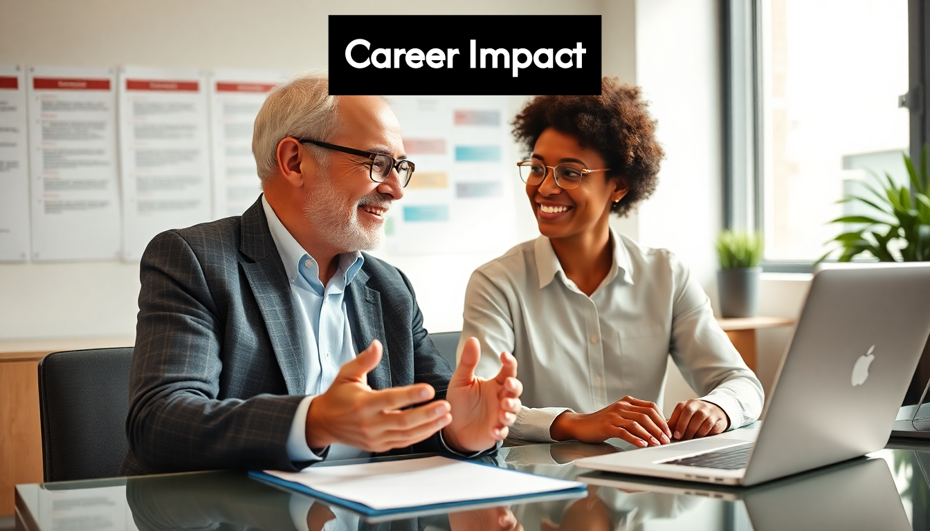 Mentor giving supportive feedback at work