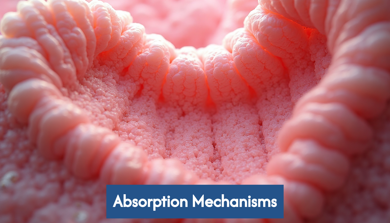 Microscopic view illustrating intestinal villi.