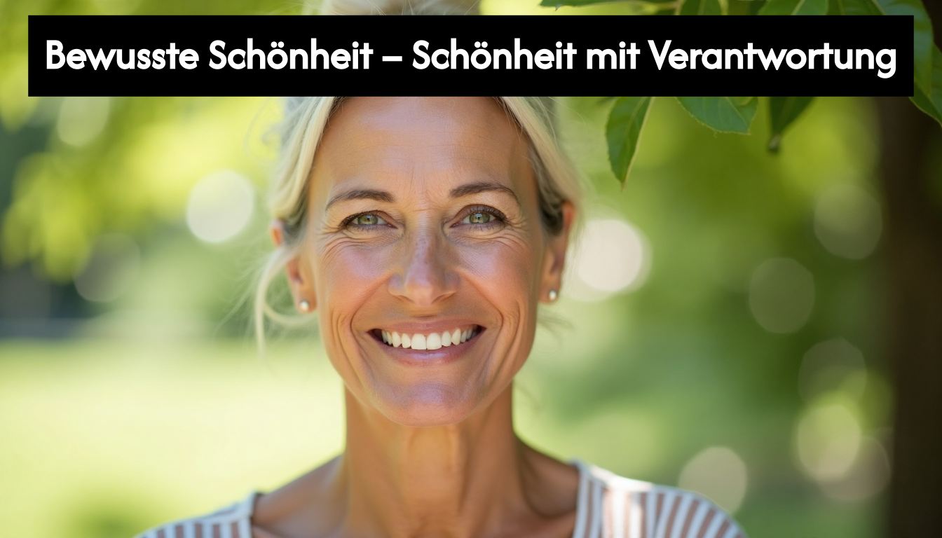 Middle-aged woman with smooth glowing skin smiling outdoors