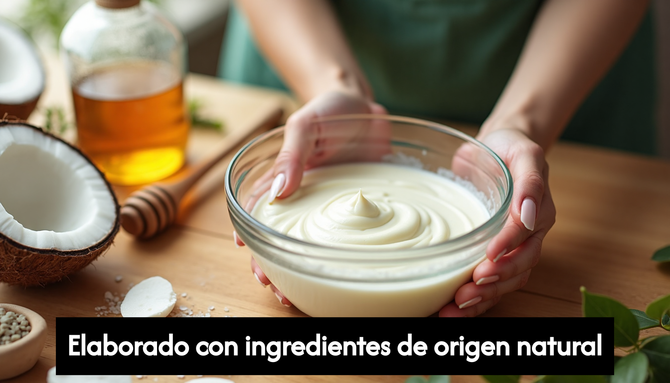 Mixing natural homemade skincare in kitchen
