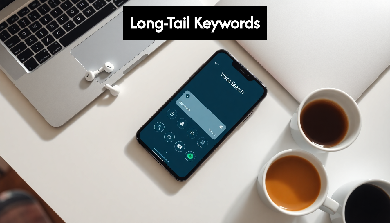 Mobile phone with voice search interface on desk