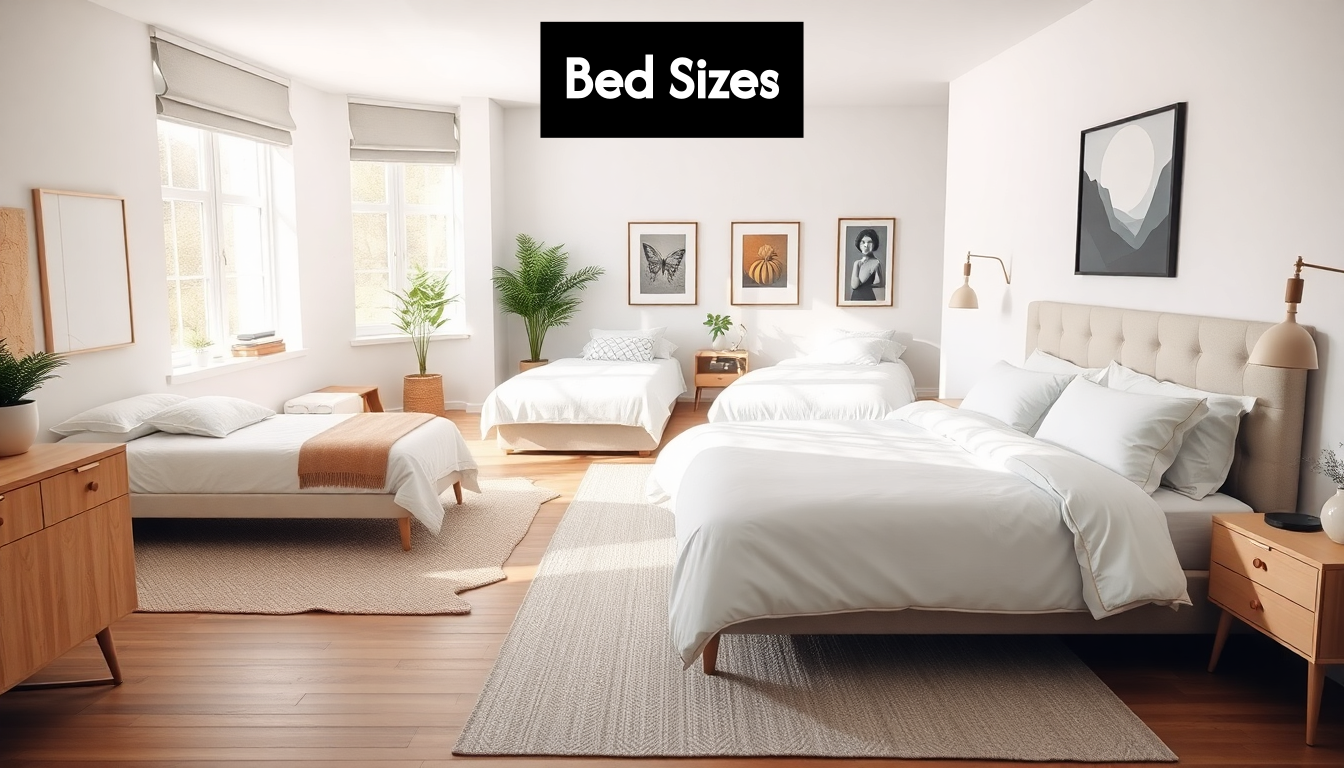 Modern bedroom showcasing multiple bed sizes