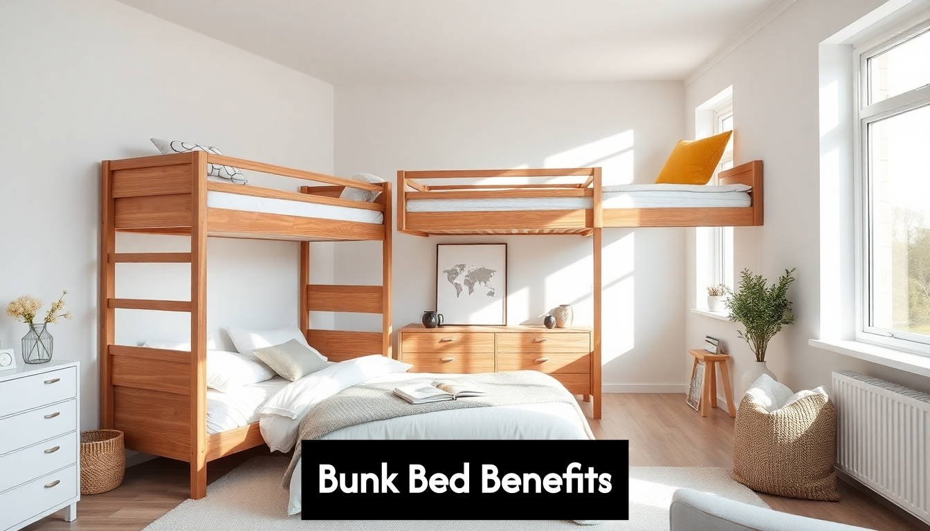 Modern bedroom with central bunk bed