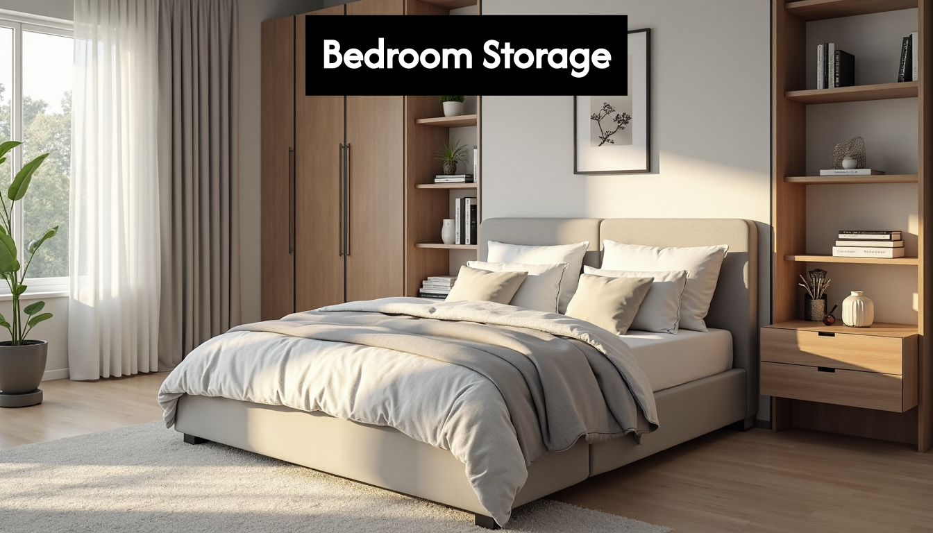 Modern bedroom with innovative storage furniture