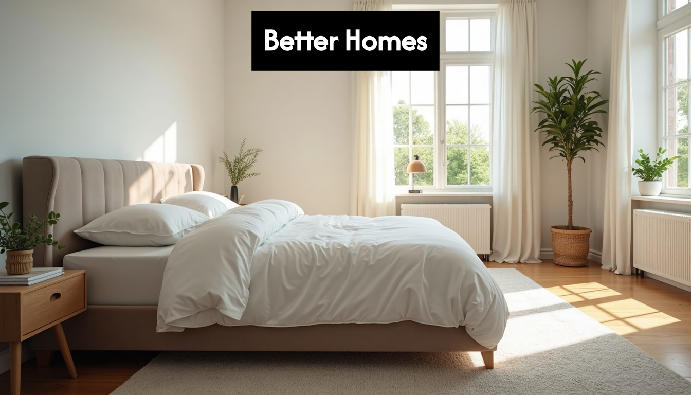 Modern bedroom with luxurious mattress and sunlight