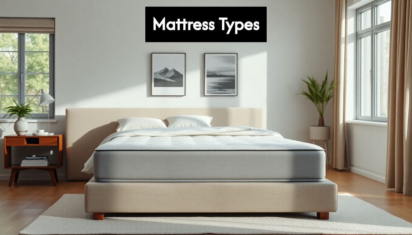Modern bright bedroom with hybrid mattress