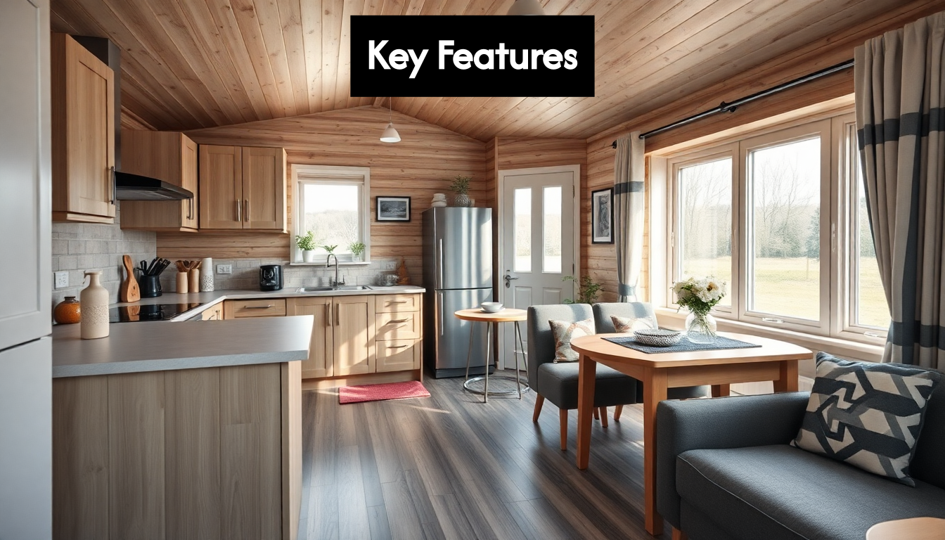 Modern cabin kitchen and living space