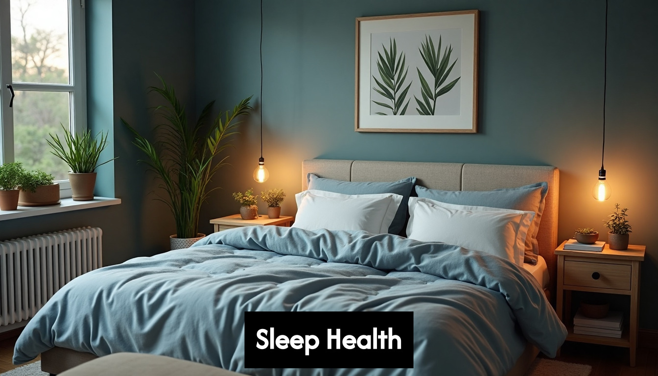 Modern calming bedroom scene for healthy sleep