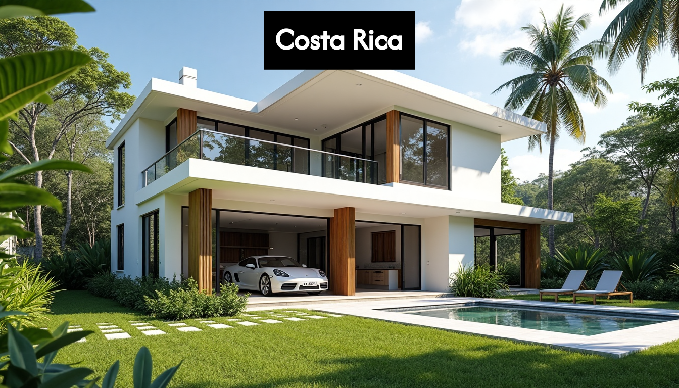 Modern Costa Rica home among tropical plants