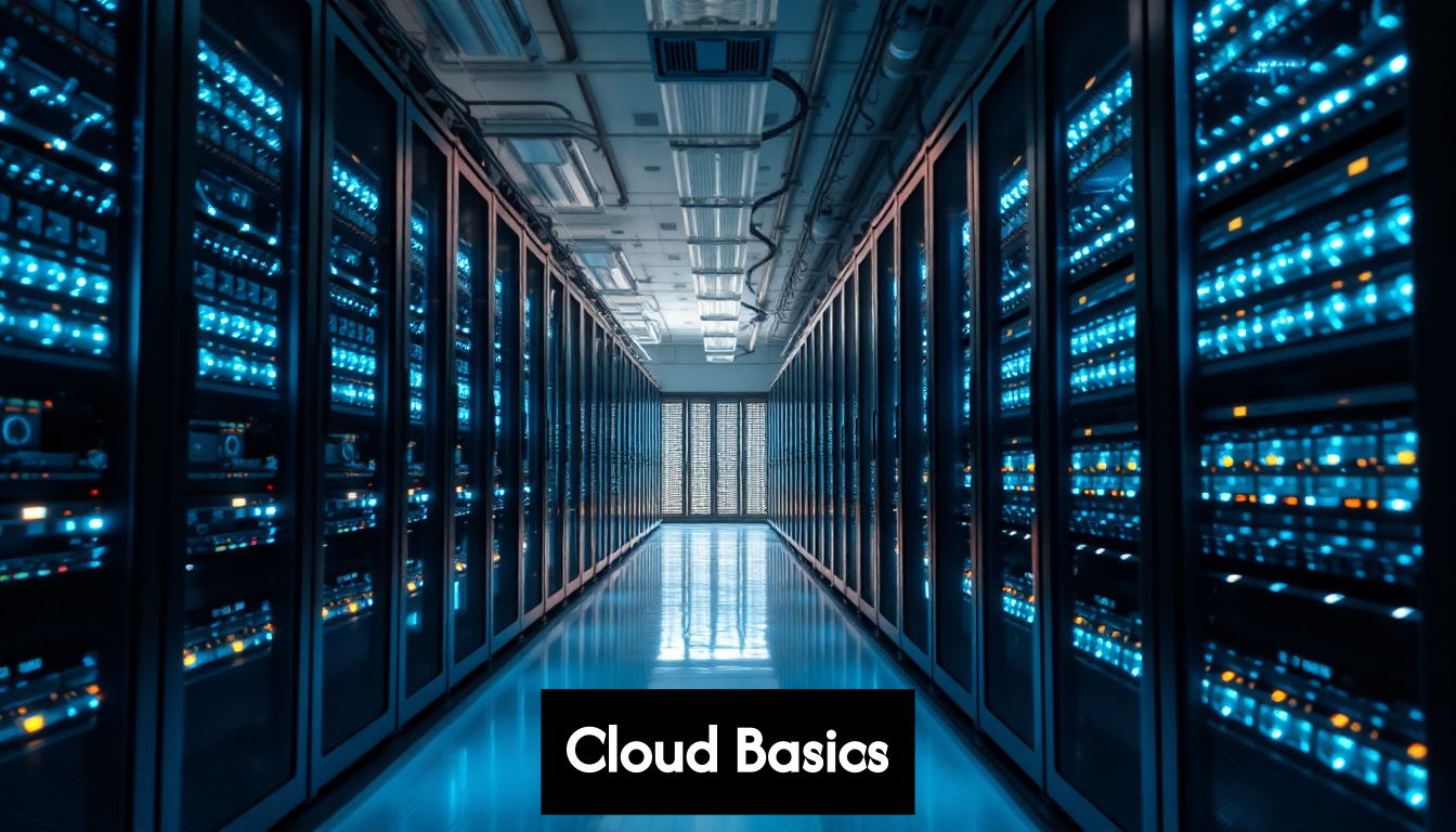 Modern data center with glowing server racks
