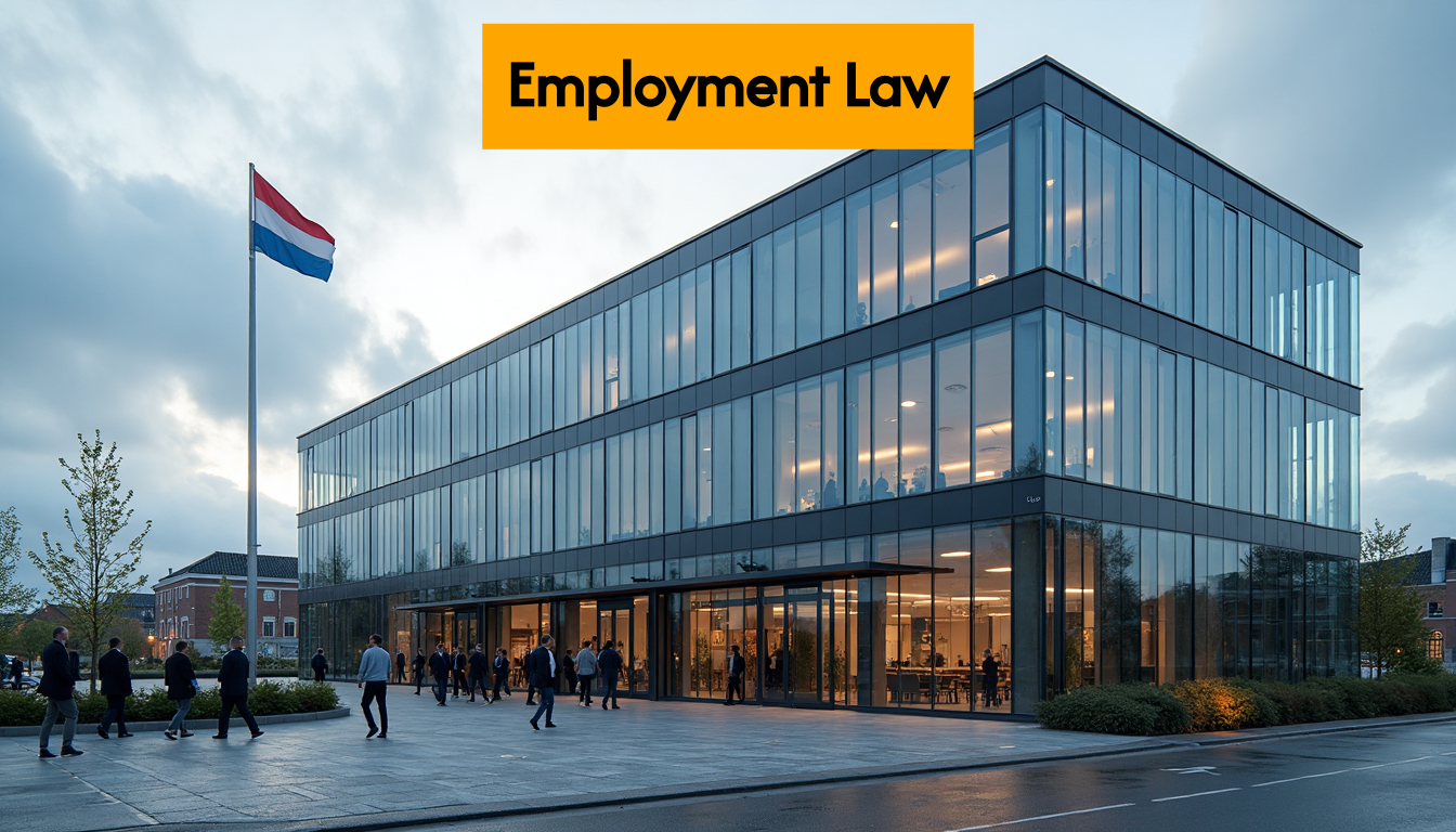 Modern Dutch office building with employees