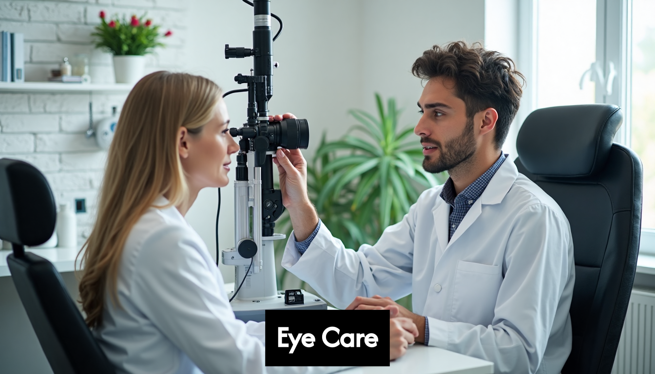 Modern eye examination at optometrist clinic