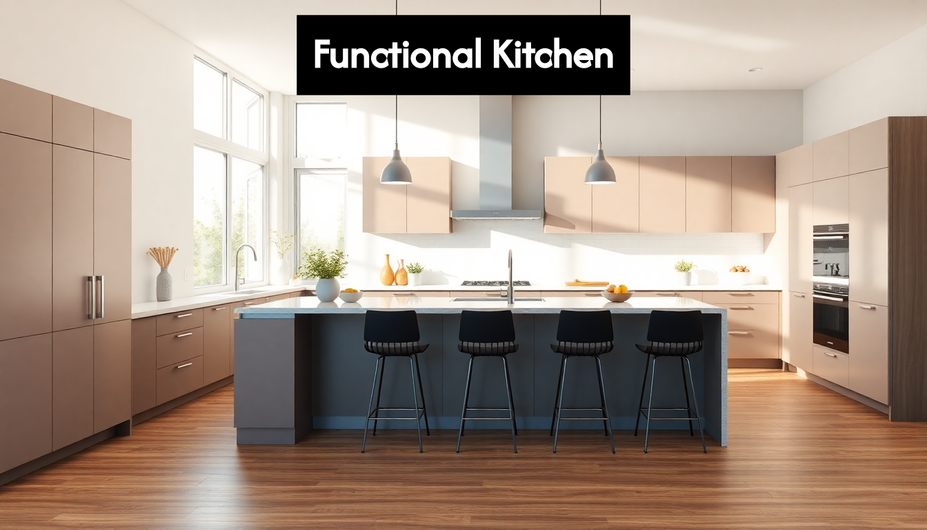 Modern functional kitchen interior with island