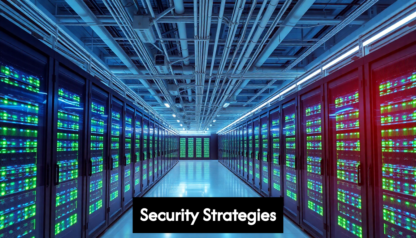 Modern glowing data center server racks