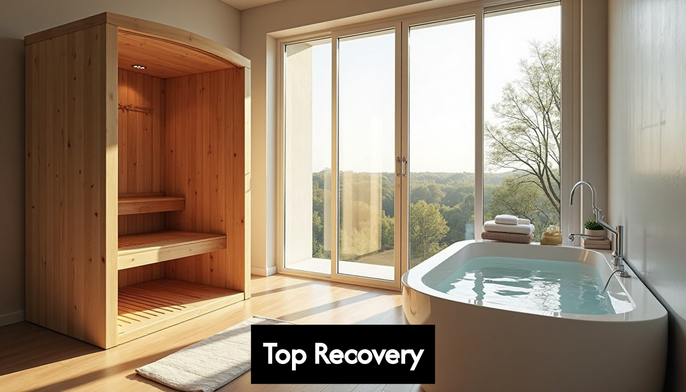 Modern home sauna and cold plunge setup