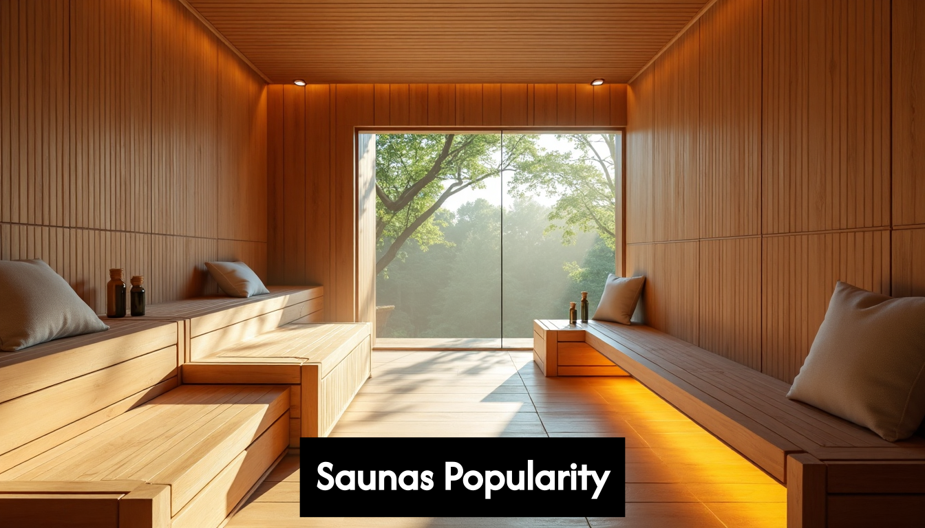 modern home sauna with wood and glass