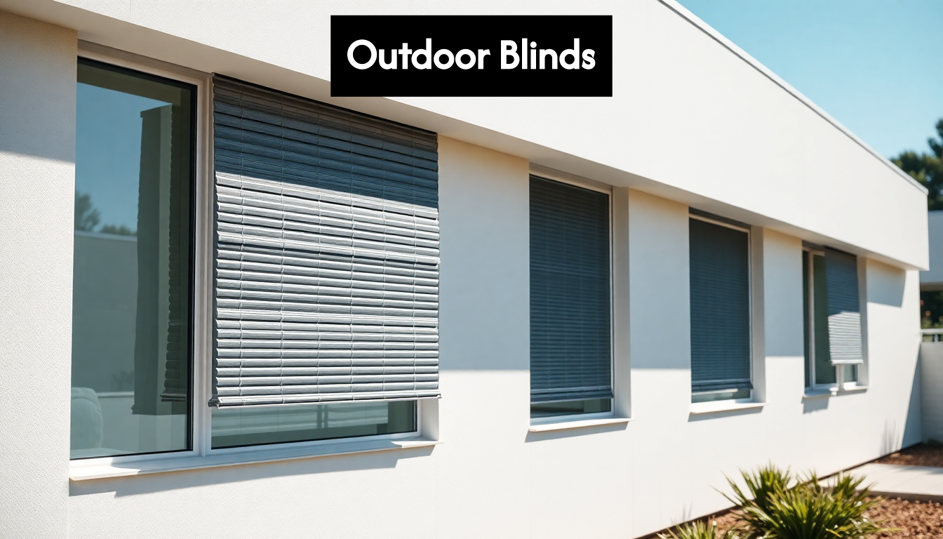 Modern house with exterior blinds providing shade.