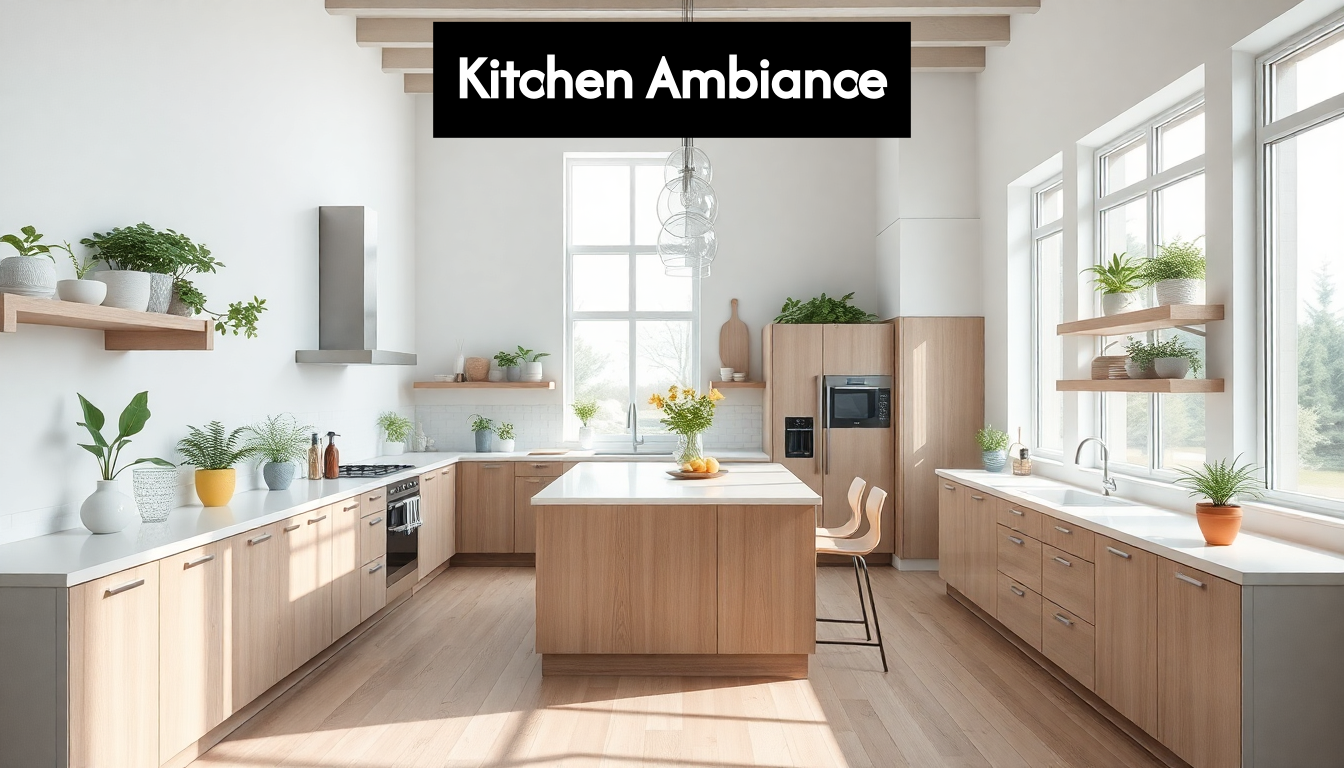 Modern kitchen with natural light and plants