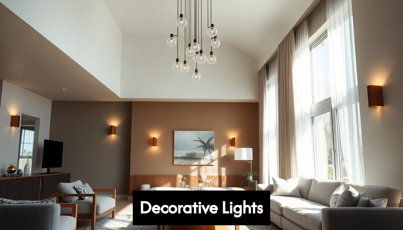 Modern living room with decorative lighting