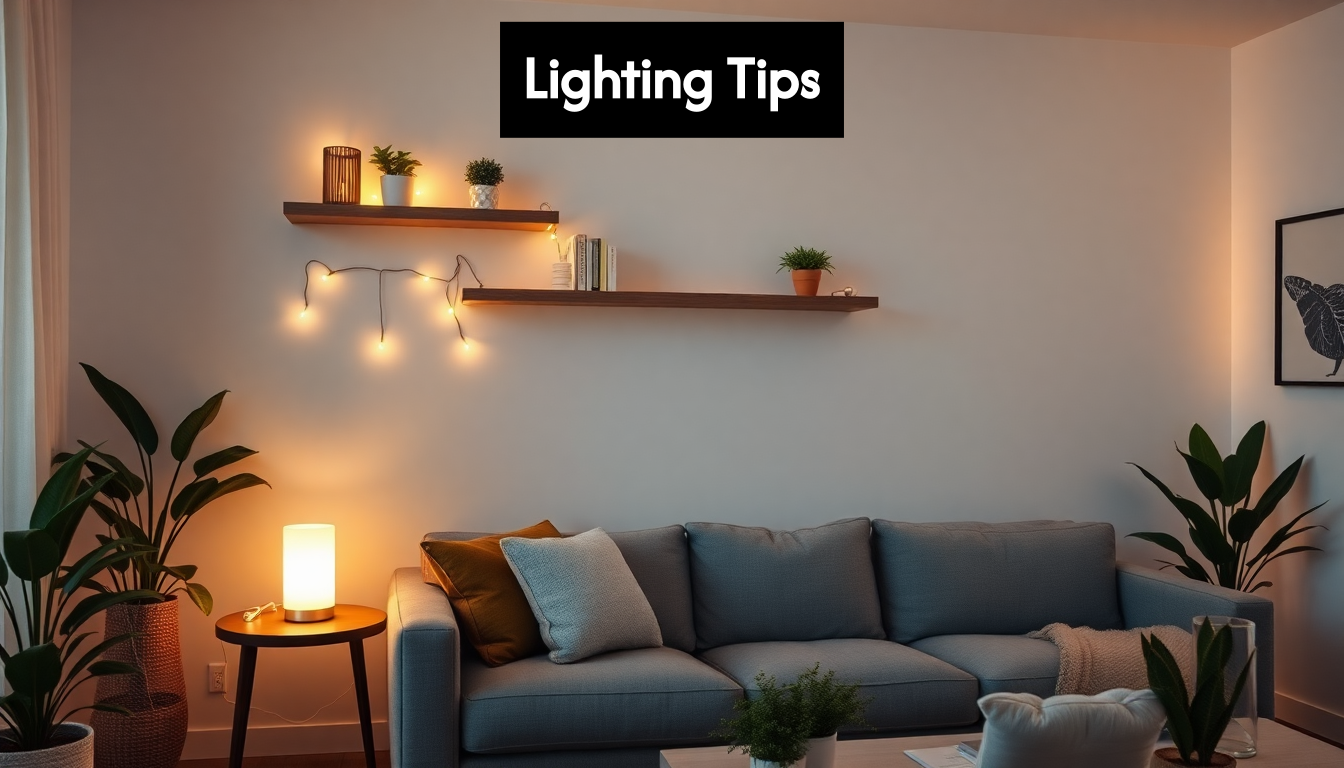 Modern living room with layered night lighting