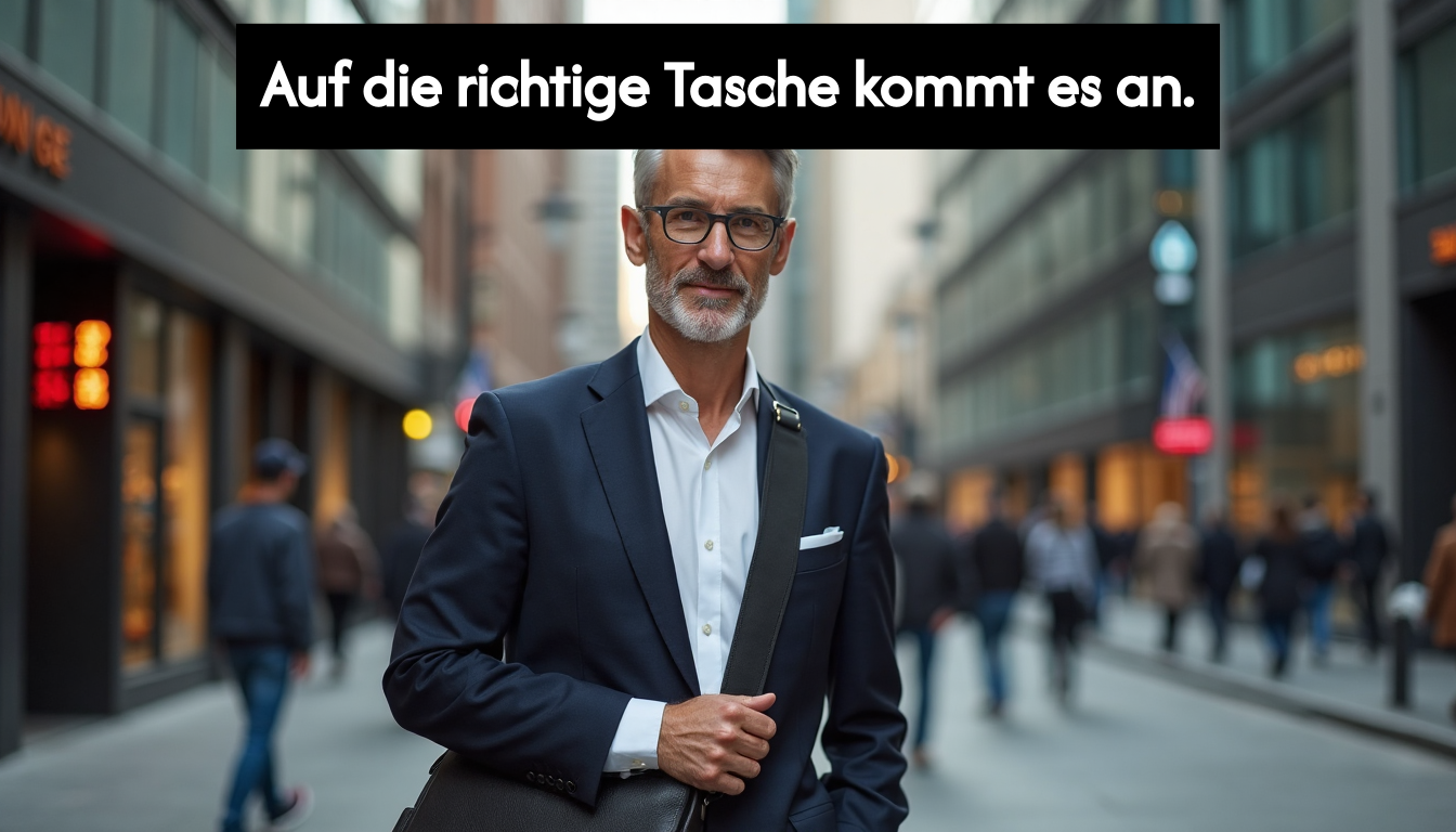 Modern man with stylish bag in city