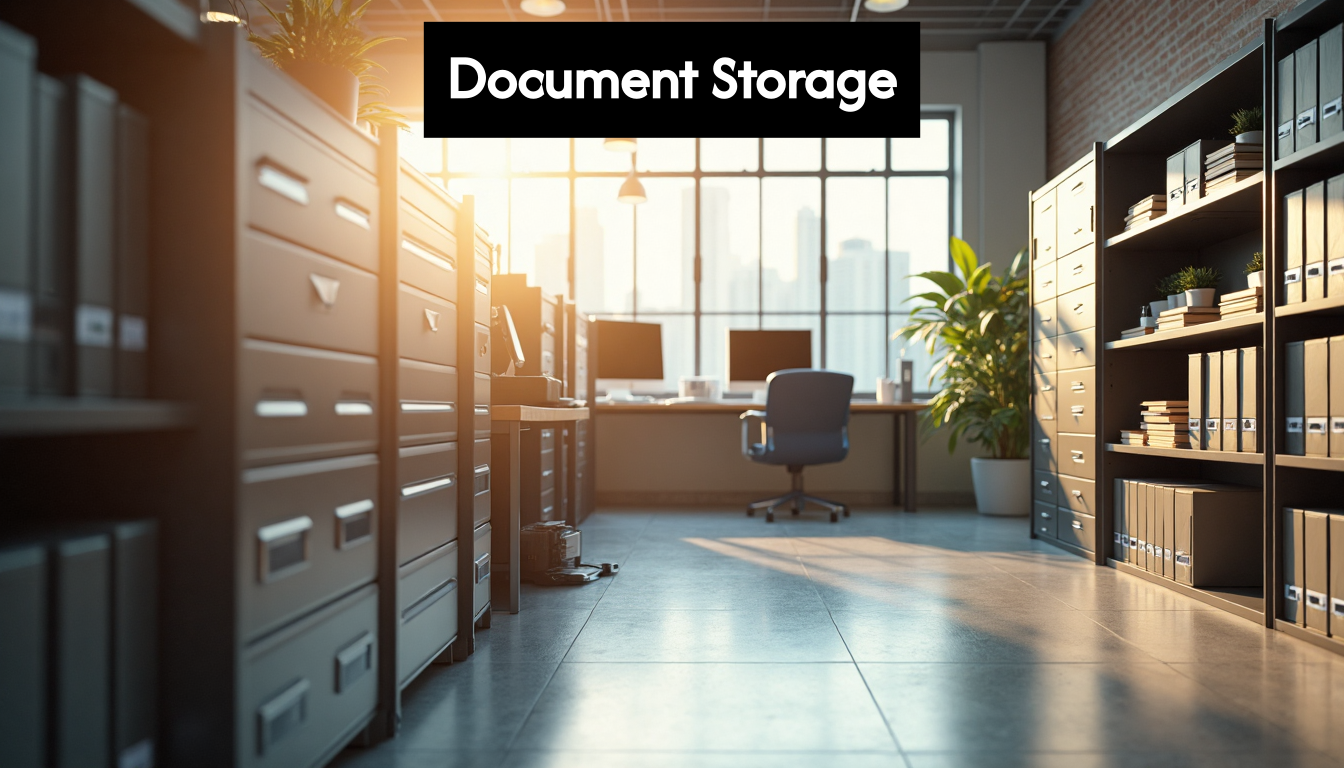 Modern office with organized document storage solutions