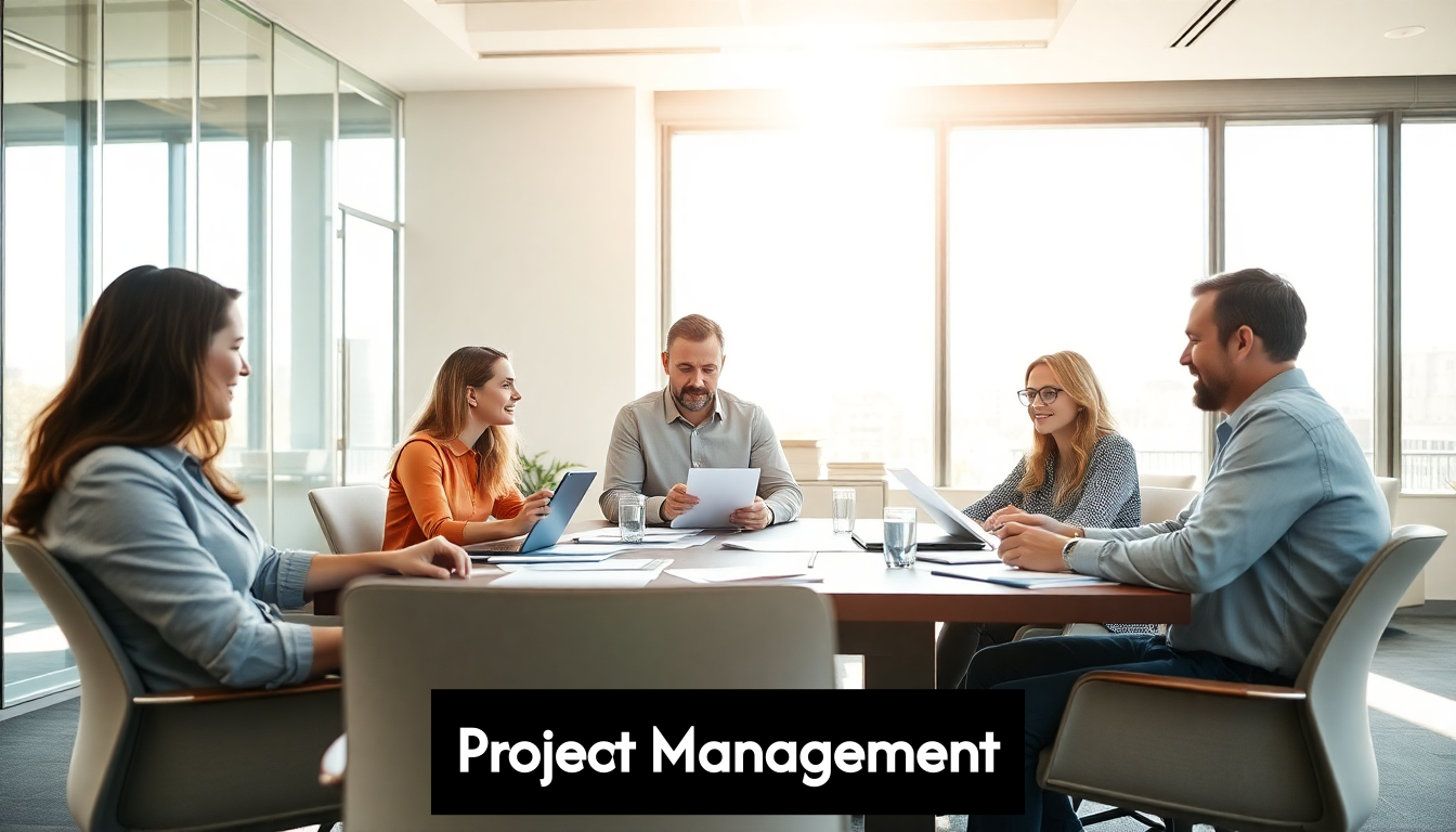 Modern project team collaborating in office