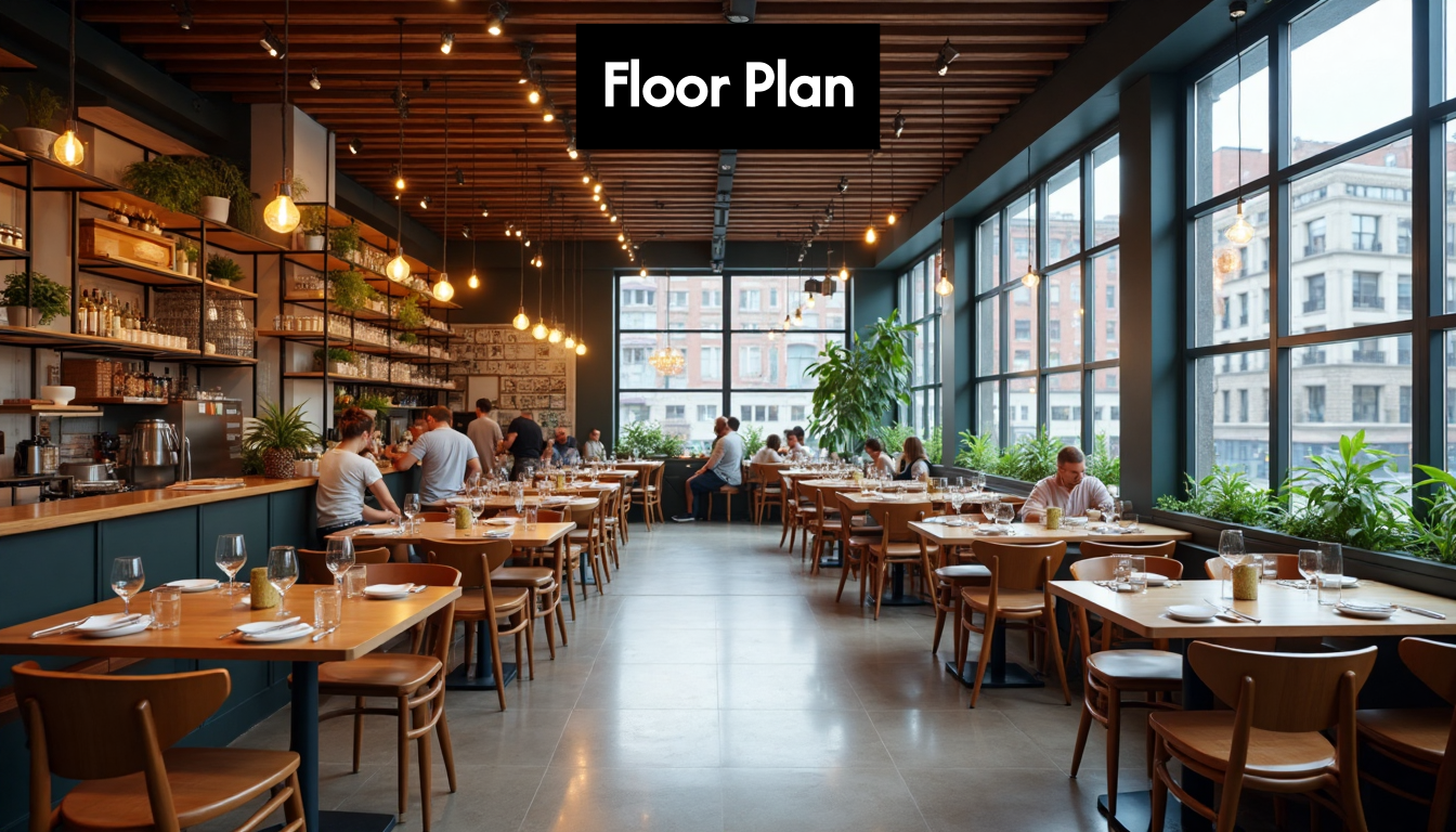 Modern restaurant interior with spacious layout