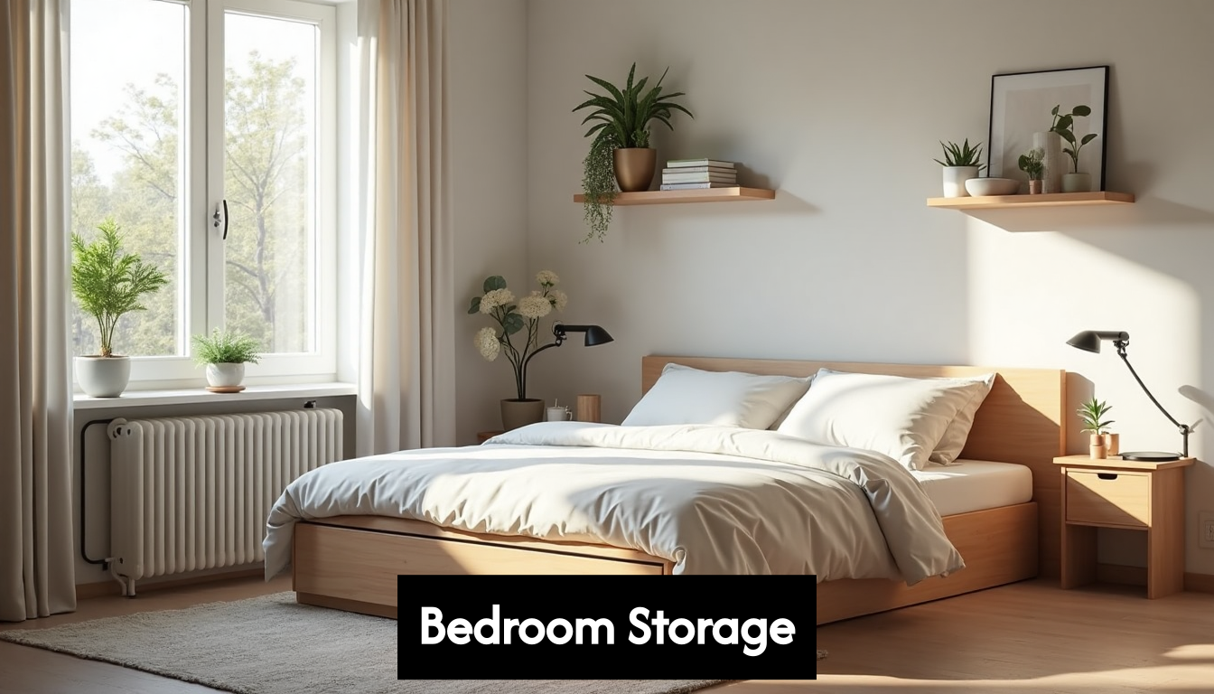 Modern small bedroom with storage and natural light