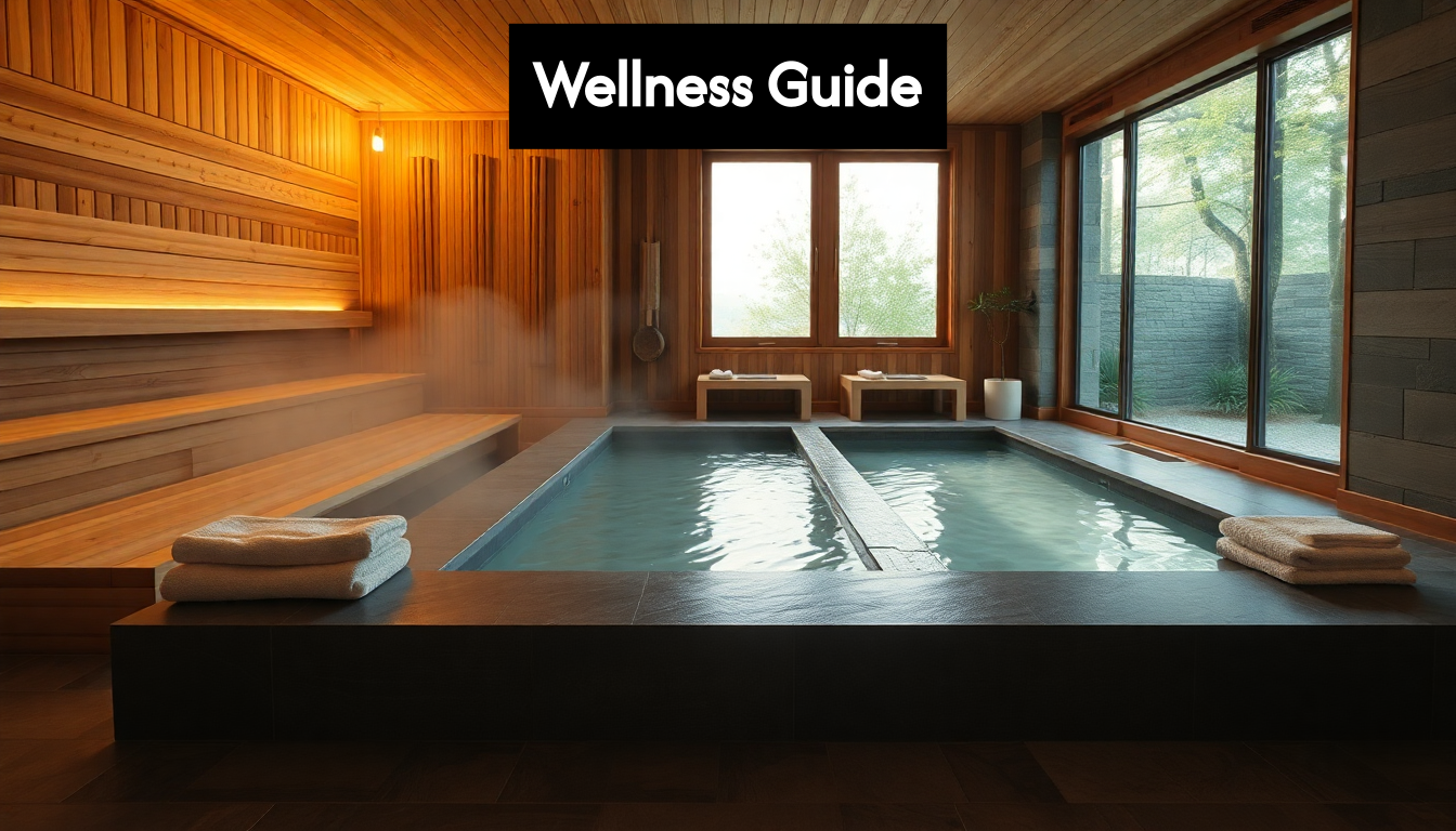 Modern spa room with sauna and plunge pool