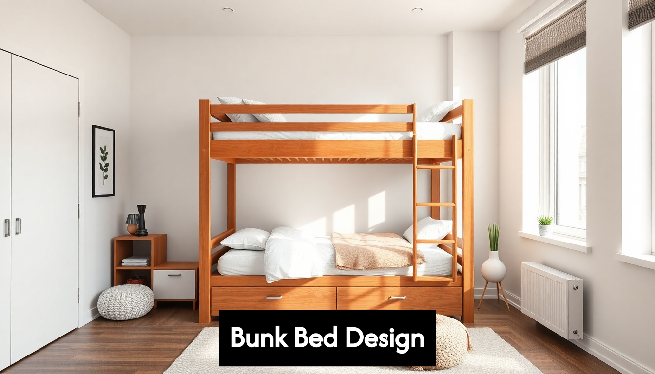 Modern stylish bunk bed in compact urban room