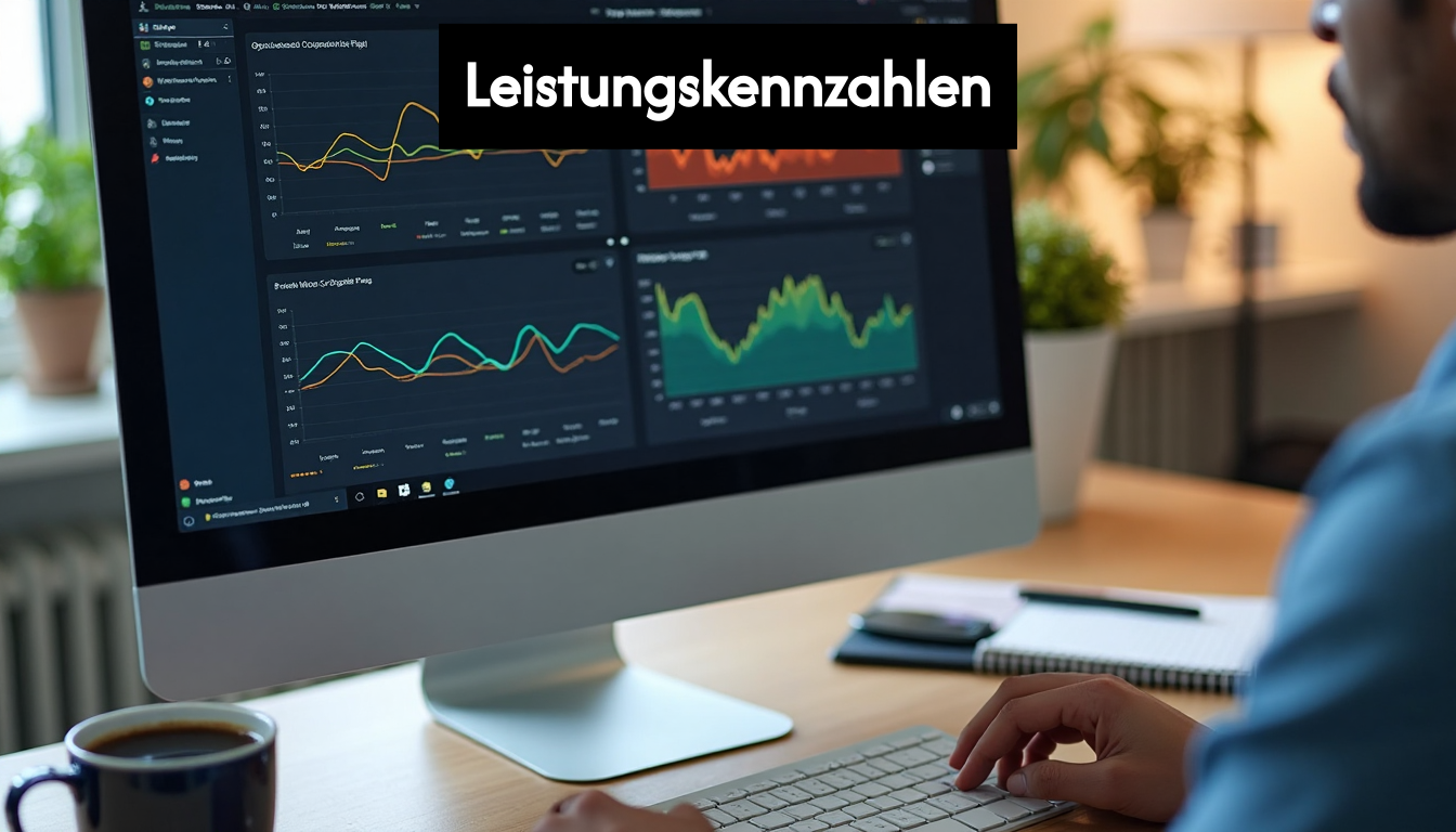 Monitor showing web app performance graphs and metrics