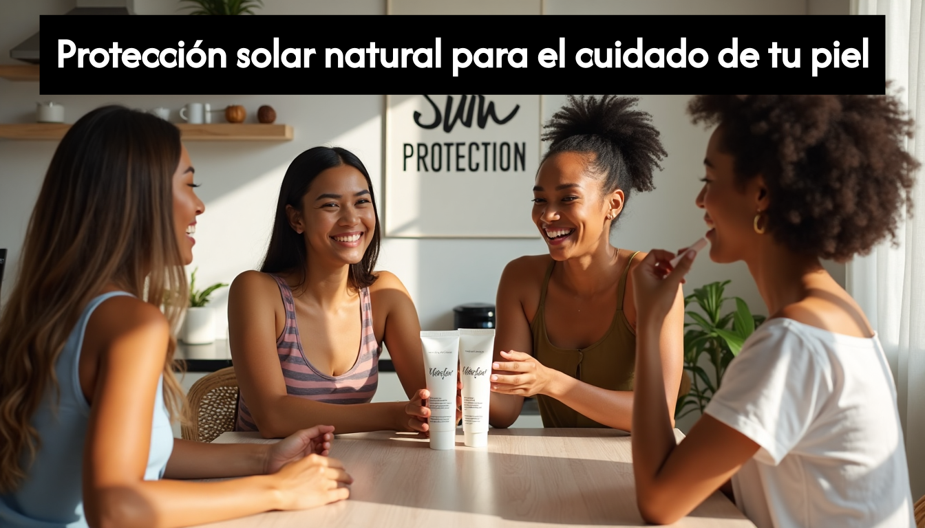 Multicultural friends using mineral sunscreens at sunlit table