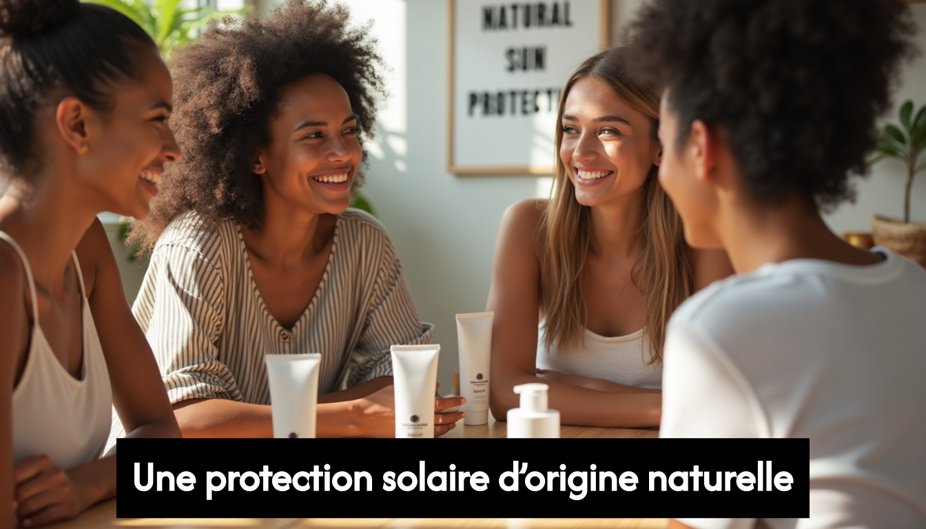 Multicultural friends using mineral sunscreens at sunlit table