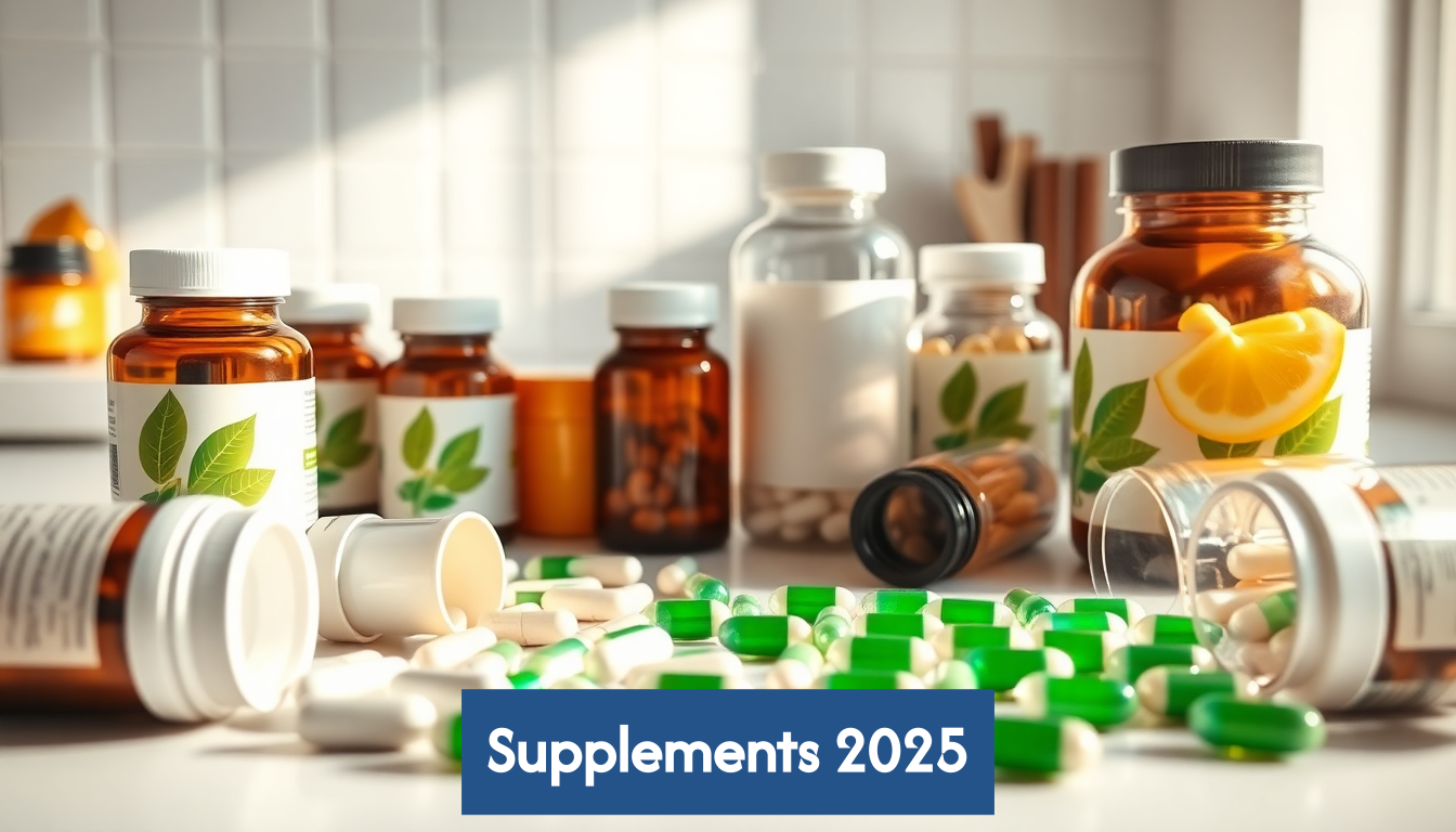 Natural and synthetic supplement bottles together