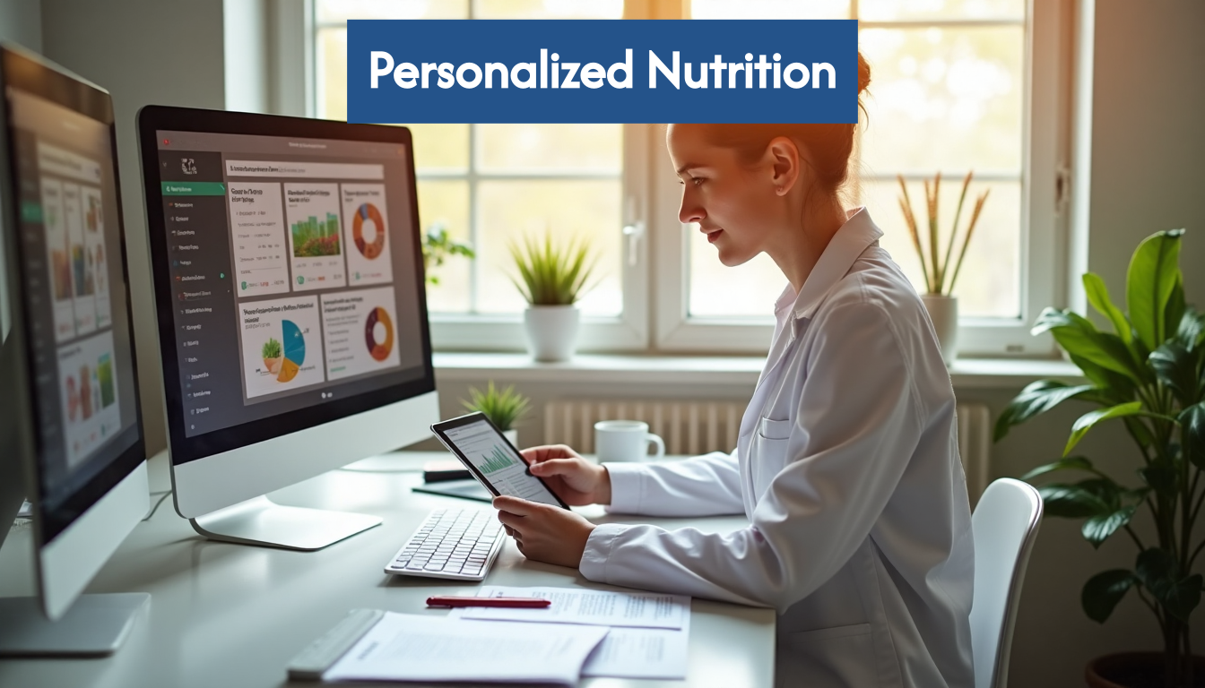 Nutritionist analyzing digital health data at desk