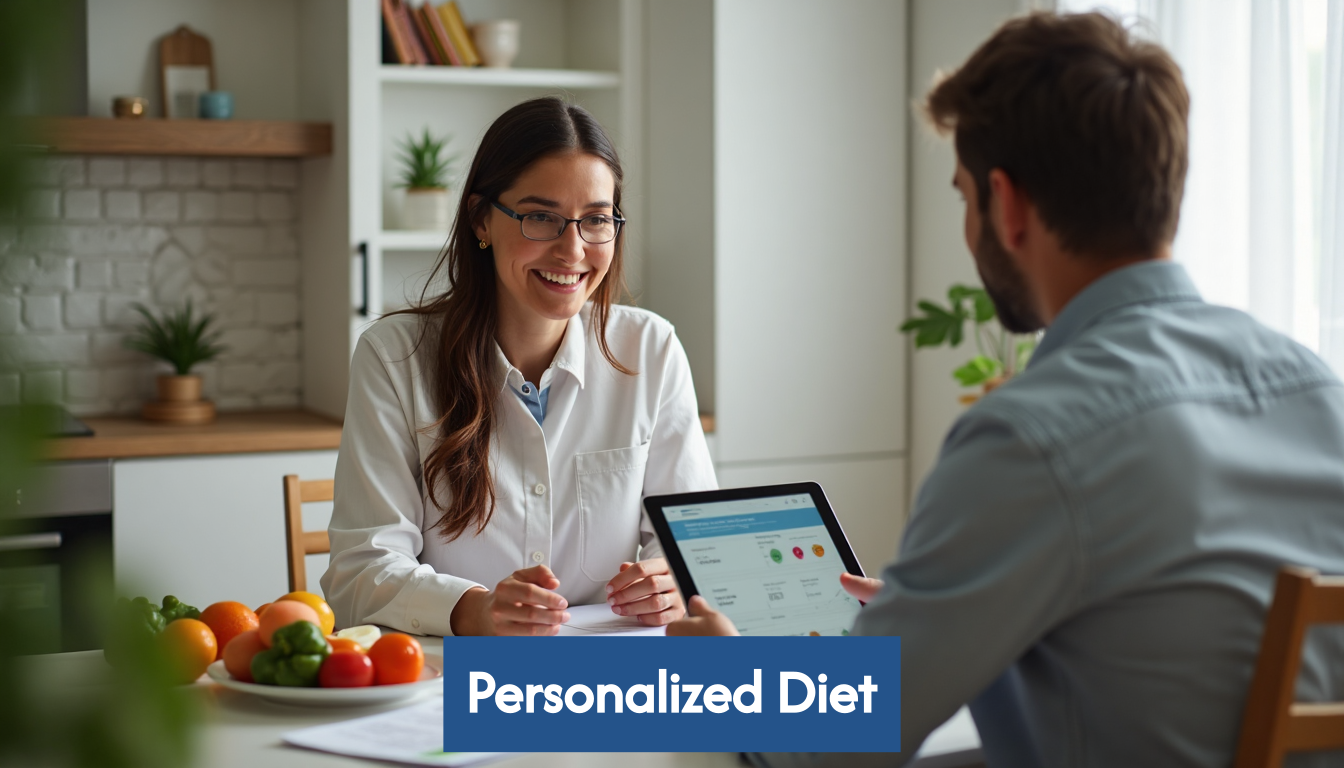 Nutritionist and client reviewing blood test results together