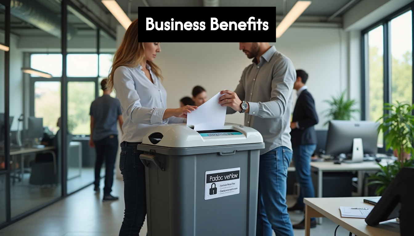Office staff disposing confidential waste securely