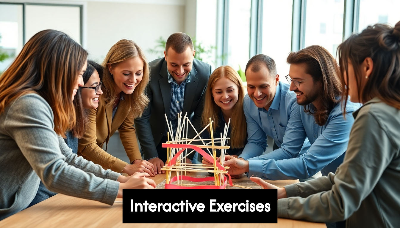 Office team collaborating on hands-on challenge