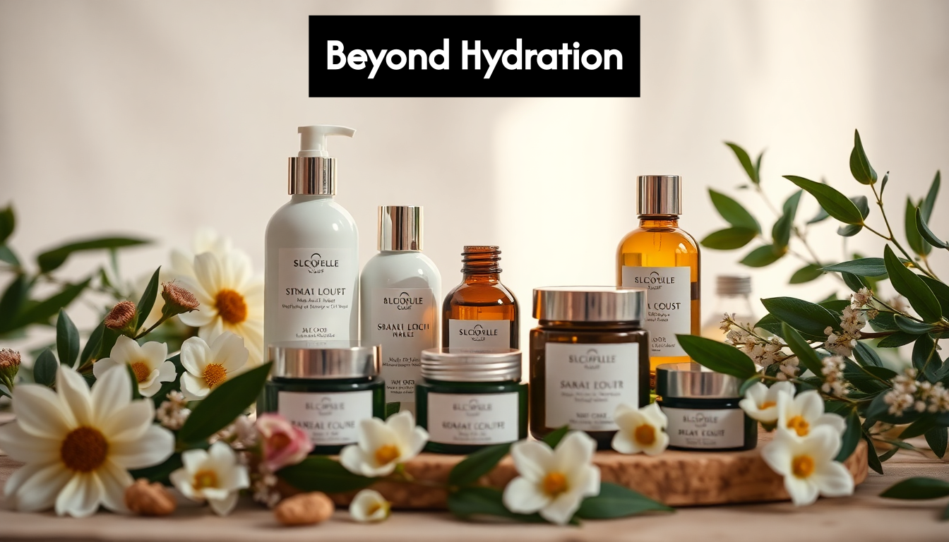 Display of organic skincare products