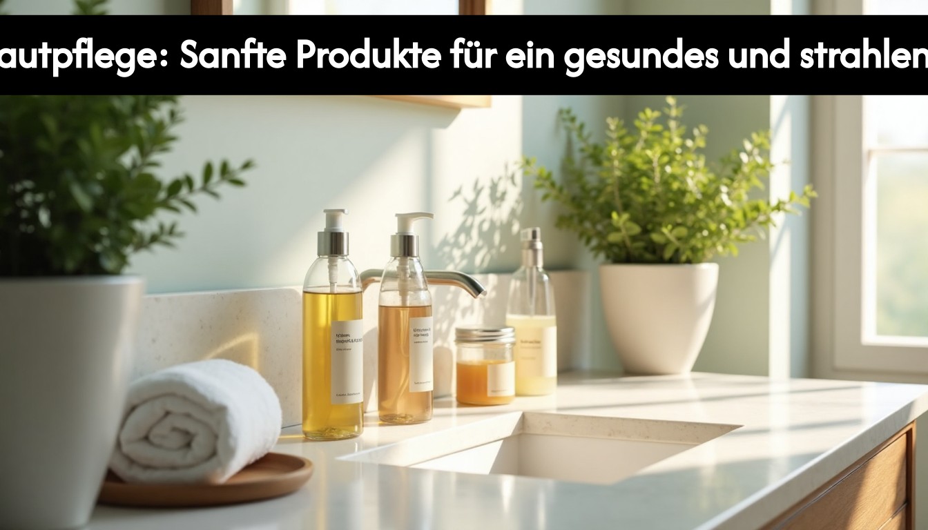 Organic skincare products on bathroom vanity