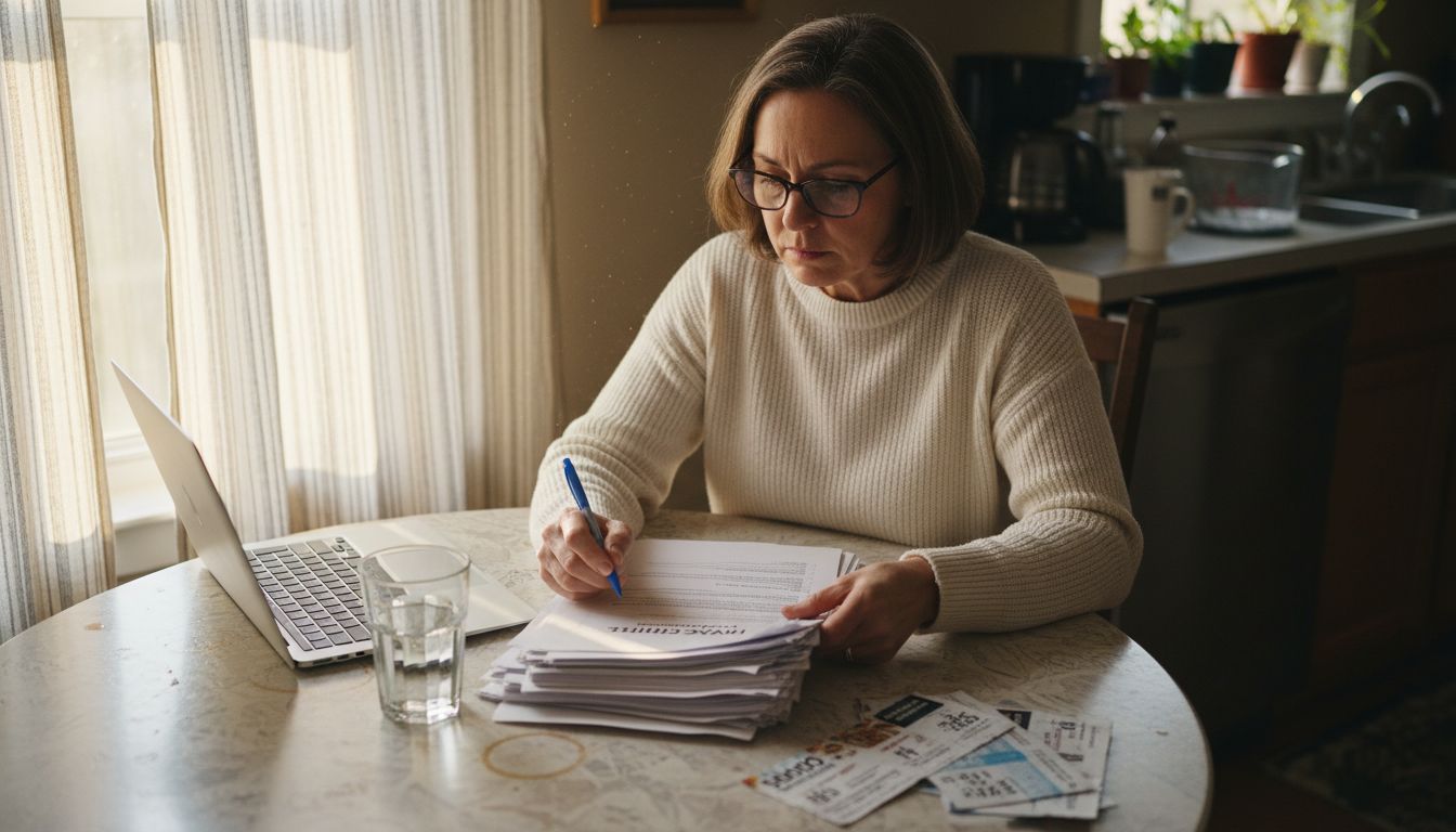 Homeowner reviews HVAC estimate paperwork