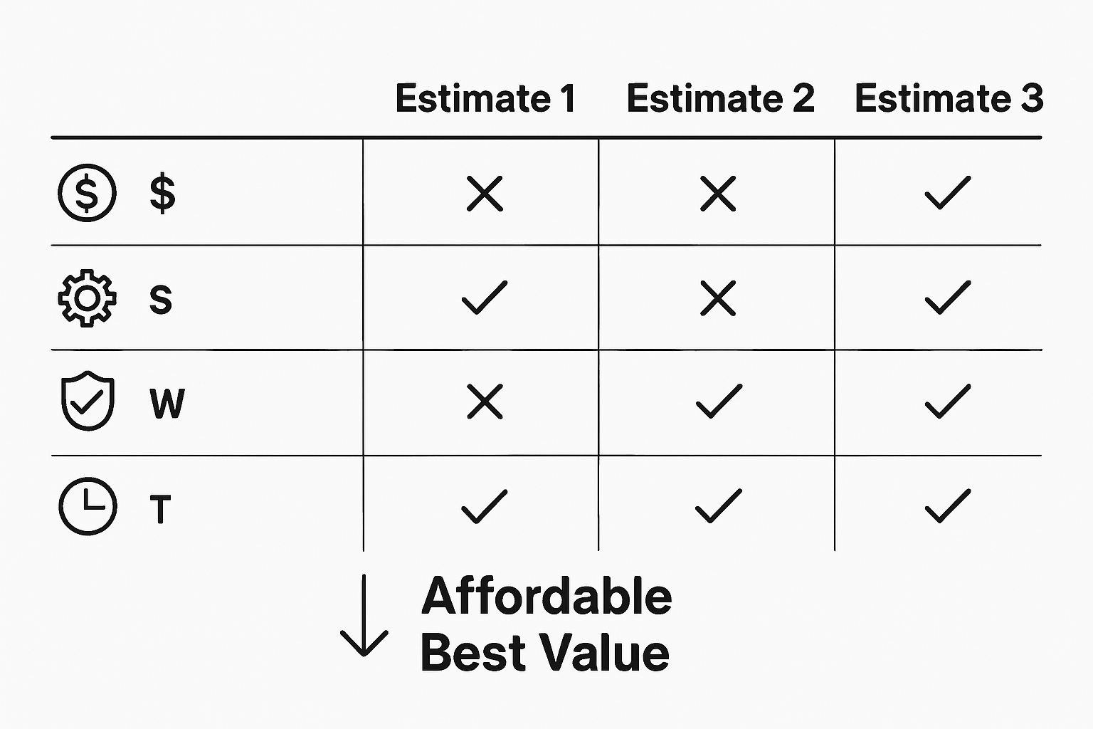 Infographic comparing three HVAC estimates