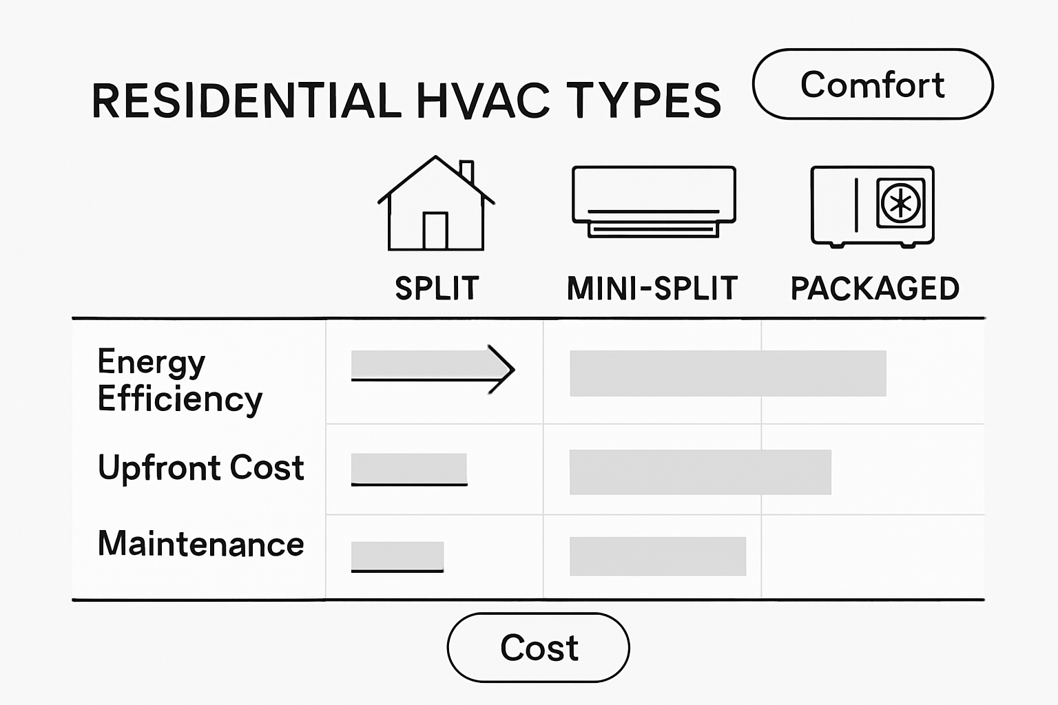 Infographic comparing major HVAC types